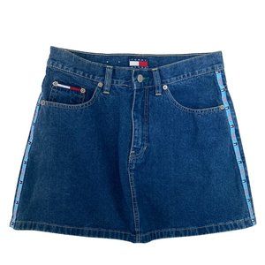 Vintage Tommy Hilfiger Side Stripe Denim Jean Skirt Size 7